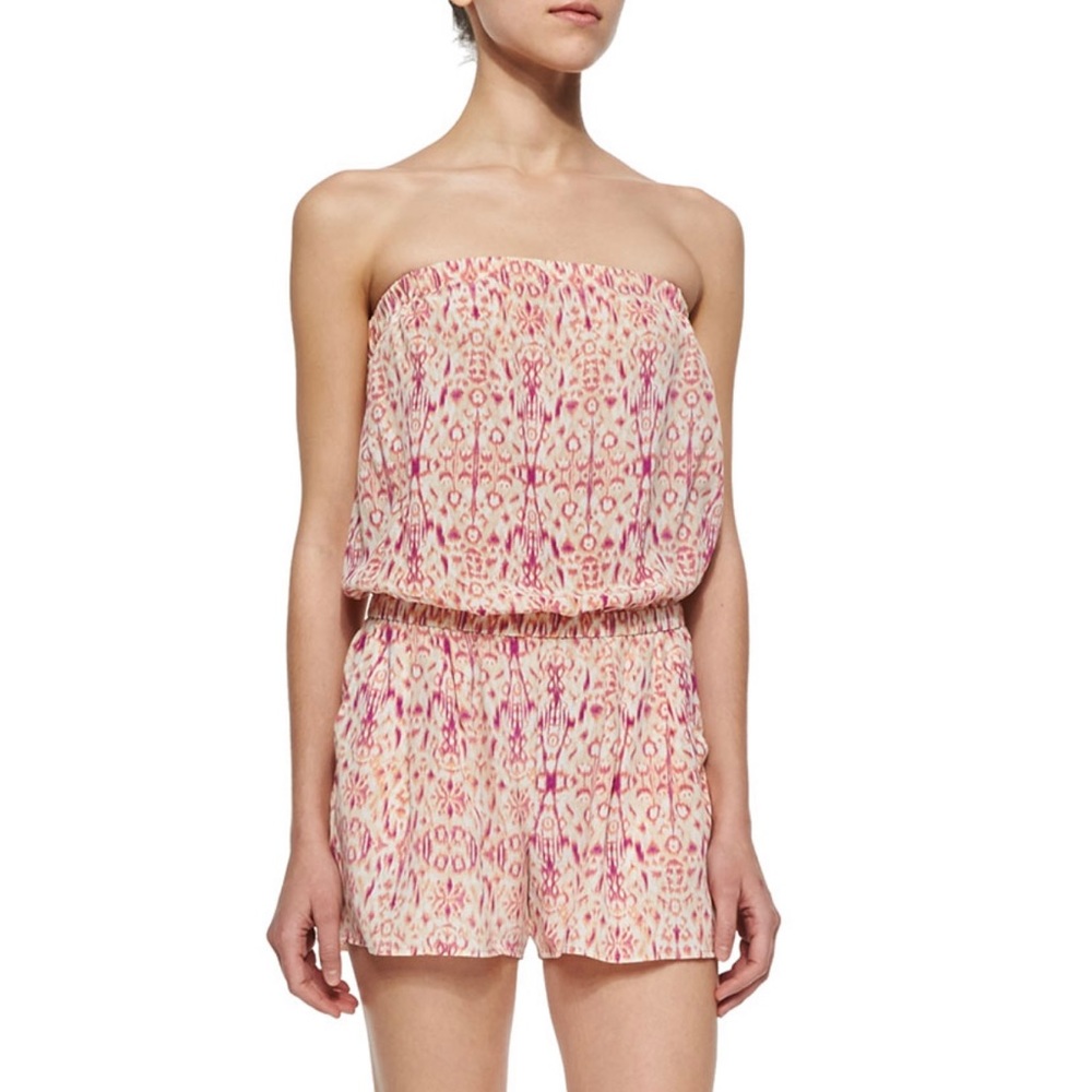 JOIE SILK STRAPLESS PRINTED ROMPER - Picture 1 of 8